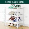 imageSmiry Shoe Rack 4 Tier Bamboo Shoe Organizer Stackable Free Standing Wooden Shoe Storage Shelf for Closet Entryway Front Door Entrance NaturalWhite