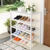 imageSmiry Shoe Rack 4 Tier Bamboo Shoe Organizer Stackable Free Standing Wooden Shoe Storage Shelf for Closet Entryway Front Door Entrance NaturalWhite