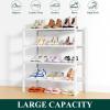 imageSmiry Shoe Rack 4 Tier Bamboo Shoe Organizer Stackable Free Standing Wooden Shoe Storage Shelf for Closet Entryway Front Door Entrance NaturalWhite
