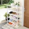 imageSmiry Shoe Rack 4 Tier Bamboo Shoe Organizer Stackable Free Standing Wooden Shoe Storage Shelf for Closet Entryway Front Door Entrance NaturalWhite
