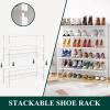 imageSmiry Shoe Rack 4 Tier Bamboo Shoe Organizer Stackable Free Standing Wooden Shoe Storage Shelf for Closet Entryway Front Door Entrance NaturalWhite