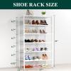 imageSmiry Shoe Rack 4 Tier Bamboo Shoe Organizer Stackable Free Standing Wooden Shoe Storage Shelf for Closet Entryway Front Door Entrance NaturalWhite