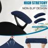 imageSmiry Stretch Jacquard Office Computer Chair Covers Removable Washable Universal Desk Rotating Chair Slipcovers Protector Seat  Backrest Cover GreyNavy Blue