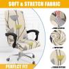 imageSmiry Stretch Printed Office Computer Chair Covers Universal Desk Rotating Chair Slipcovers Removable Washable Soft Fit AntiDust Spandex Protector Cover with Zipper NavyYellow and Grey