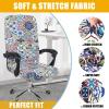 imageSmiry Stretch Printed Office Computer Chair Covers Universal Desk Rotating Chair Slipcovers Removable Washable Soft Fit AntiDust Spandex Protector Cover with Zipper NavyColorful
