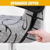 imageSmiry Stretch Printed Office Computer Chair Covers Universal Desk Rotating Chair Slipcovers Removable Washable Soft Fit AntiDust Spandex Protector Cover with Zipper NavyGrey and Black