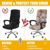 imageSmiry Stretch Printed Office Computer Chair Covers Universal Desk Rotating Chair Slipcovers Removable Washable Soft Fit AntiDust Spandex Protector Cover with Zipper NavyBrown and Blue