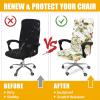 imageSmiry Stretch Printed Office Computer Chair Covers Universal Desk Rotating Chair Slipcovers Removable Washable Soft Fit AntiDust Spandex Protector Cover with Zipper NavyBeige and Green