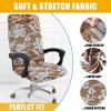 imageSmiry Stretch Printed Office Computer Chair Covers Universal Desk Rotating Chair Slipcovers Removable Washable Soft Fit AntiDust Spandex Protector Cover with Zipper NavyBrown and Blue
