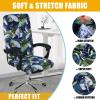 imageSmiry Stretch Printed Office Computer Chair Covers Universal Desk Rotating Chair Slipcovers Removable Washable Soft Fit AntiDust Spandex Protector Cover with Zipper NavyDeep Green