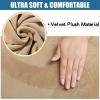 imageSmiry Velvet Seat Covers for Dining Room Chair Set of 4 Stretch Fit Removable Washable Chair Seat Cushion Protector Slipcovers with Ties BeigeBeige