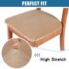 imageSmiry Velvet Seat Covers for Dining Room Chair Set of 4 Stretch Fit Removable Washable Chair Seat Cushion Protector Slipcovers with Ties BeigeBeige