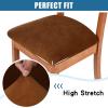 imageSmiry Velvet Seat Covers for Dining Room Chair Set of 4 Stretch Fit Removable Washable Chair Seat Cushion Protector Slipcovers with Ties BeigeCamel