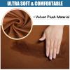 imageSmiry Velvet Seat Covers for Dining Room Chair Set of 4 Stretch Fit Removable Washable Chair Seat Cushion Protector Slipcovers with Ties BeigeCamel