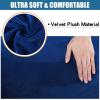 imageSmiry Velvet Seat Covers for Dining Room Chair Set of 4 Stretch Fit Removable Washable Chair Seat Cushion Protector Slipcovers with Ties BeigeFederal Blue