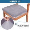 imageSmiry Velvet Seat Covers for Dining Room Chair Set of 4 Stretch Fit Removable Washable Chair Seat Cushion Protector Slipcovers with Ties BeigeLight Grey