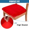 imageSmiry Velvet Seat Covers for Dining Room Chair Set of 4 Stretch Fit Removable Washable Chair Seat Cushion Protector Slipcovers with Ties BeigeRed