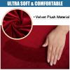 imageSmiry Velvet Seat Covers for Dining Room Chair Set of 4 Stretch Fit Removable Washable Chair Seat Cushion Protector Slipcovers with Ties BeigeWine Red