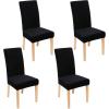 imageSmiry Velvet Stretch Chair Covers for Dining Room Set of 4 Soft Fit Removable Washable Kitchen Parsons Chair Slipcover Protector Light GreyBlack