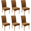 imageSmiry Velvet Stretch Chair Covers for Dining Room Set of 4 Soft Fit Removable Washable Kitchen Parsons Chair Slipcover Protector Light GreyCamel