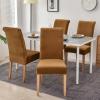 imageSmiry Velvet Stretch Chair Covers for Dining Room Set of 4 Soft Fit Removable Washable Kitchen Parsons Chair Slipcover Protector Light GreyCamel