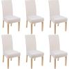 imageSmiry Velvet Stretch Chair Covers for Dining Room Set of 4 Soft Fit Removable Washable Kitchen Parsons Chair Slipcover Protector Light GreyCream
