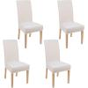 imageSmiry Velvet Stretch Chair Covers for Dining Room Set of 4 Soft Fit Removable Washable Kitchen Parsons Chair Slipcover Protector Light GreyCream