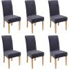 imageSmiry Velvet Stretch Chair Covers for Dining Room Set of 4 Soft Fit Removable Washable Kitchen Parsons Chair Slipcover Protector Light GreyDark Grey