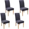 imageSmiry Velvet Stretch Chair Covers for Dining Room Set of 4 Soft Fit Removable Washable Kitchen Parsons Chair Slipcover Protector Light GreyDark Grey