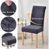 imageSmiry Velvet Stretch Chair Covers for Dining Room Set of 4 Soft Fit Removable Washable Kitchen Parsons Chair Slipcover Protector Light GreyDark Grey