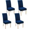imageSmiry Velvet Stretch Chair Covers for Dining Room Set of 4 Soft Fit Removable Washable Kitchen Parsons Chair Slipcover Protector Light GreyFederal Blue