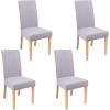 imageSmiry Velvet Stretch Chair Covers for Dining Room Set of 4 Soft Fit Removable Washable Kitchen Parsons Chair Slipcover Protector Light GreyLight Grey
