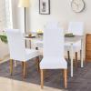 imageSmiry Velvet Stretch Chair Covers for Dining Room Set of 4 Soft Fit Removable Washable Kitchen Parsons Chair Slipcover Protector Light GreyRaw White