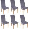 imageSmiry Velvet Stretch Chair Covers for Dining Room Set of 4 Soft Fit Removable Washable Kitchen Parsons Chair Slipcover Protector Light GreySilver Grey
