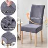 imageSmiry Velvet Stretch Chair Covers for Dining Room Set of 4 Soft Fit Removable Washable Kitchen Parsons Chair Slipcover Protector Light GreySilver Grey