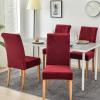 imageSmiry Velvet Stretch Chair Covers for Dining Room Set of 4 Soft Fit Removable Washable Kitchen Parsons Chair Slipcover Protector Light GreyWine Red