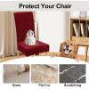 imageSmiry Velvet Stretch Chair Covers for Dining Room Set of 4 Soft Fit Removable Washable Kitchen Parsons Chair Slipcover Protector Light GreyWine Red