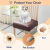 imageSmiry Waterproof Seat Covers for Chairs Set of 4 Stretch Pu Leather Removable Washable Dining Room Chair Seat Slipcovers Protector No Rear Covers BeigeCoffee