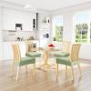 imageSmiry Waterproof Seat Covers for Chairs Set of 4 Stretch Pu Leather Removable Washable Dining Room Chair Seat Slipcovers Protector No Rear Covers BeigeLight Green