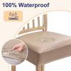 imageSmiry Waterproof Seat Covers for Chairs Set of 4 Stretch Pu Leather Removable Washable Dining Room Chair Seat Slipcovers Protector No Rear Covers BeigeKhaki
