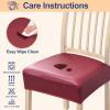 imageSmiry Waterproof Seat Covers for Chairs Set of 4 Stretch Pu Leather Removable Washable Dining Room Chair Seat Slipcovers Protector No Rear Covers BeigeWine Red
