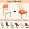 imageSmiry Waterproof Seat Covers for Chairs Set of 4 Stretch Pu Leather Removable Washable Dining Room Chair Seat Slipcovers Protector No Rear Covers BeigeOrange