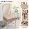 imageSmiry Waterproof Seat Covers for Chairs Set of 4 Stretch Pu Leather Removable Washable Dining Room Chair Seat Slipcovers Protector No Rear Covers BeigeKhaki