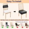 imageSmiry Waterproof Seat Covers for Chairs Set of 4 Stretch Pu Leather Removable Washable Dining Room Chair Seat Slipcovers Protector No Rear Covers BeigeBlack