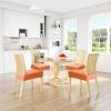 imageSmiry Waterproof Seat Covers for Chairs Set of 4 Stretch Pu Leather Removable Washable Dining Room Chair Seat Slipcovers Protector No Rear Covers BeigeOrange