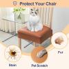 imageSmiry Waterproof Seat Covers for Chairs Set of 4 Stretch Pu Leather Removable Washable Dining Room Chair Seat Slipcovers Protector No Rear Covers BeigeLight Brown