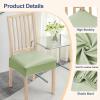 imageSmiry Waterproof Seat Covers for Chairs Set of 4 Stretch Pu Leather Removable Washable Dining Room Chair Seat Slipcovers Protector No Rear Covers BeigeLight Green
