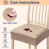 imageSmiry Waterproof Seat Covers for Chairs Set of 4 Stretch Pu Leather Removable Washable Dining Room Chair Seat Slipcovers Protector No Rear Covers BeigeKhaki