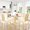 imageSmiry Waterproof Seat Covers for Chairs Set of 4 Stretch Pu Leather Removable Washable Dining Room Chair Seat Slipcovers Protector No Rear Covers BeigeBeige