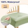 imageSmiry Waterproof Seat Covers for Chairs Set of 4 Stretch Pu Leather Removable Washable Dining Room Chair Seat Slipcovers Protector No Rear Covers BeigeLight Green